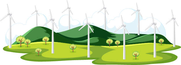 Landschaft mit Windrädern